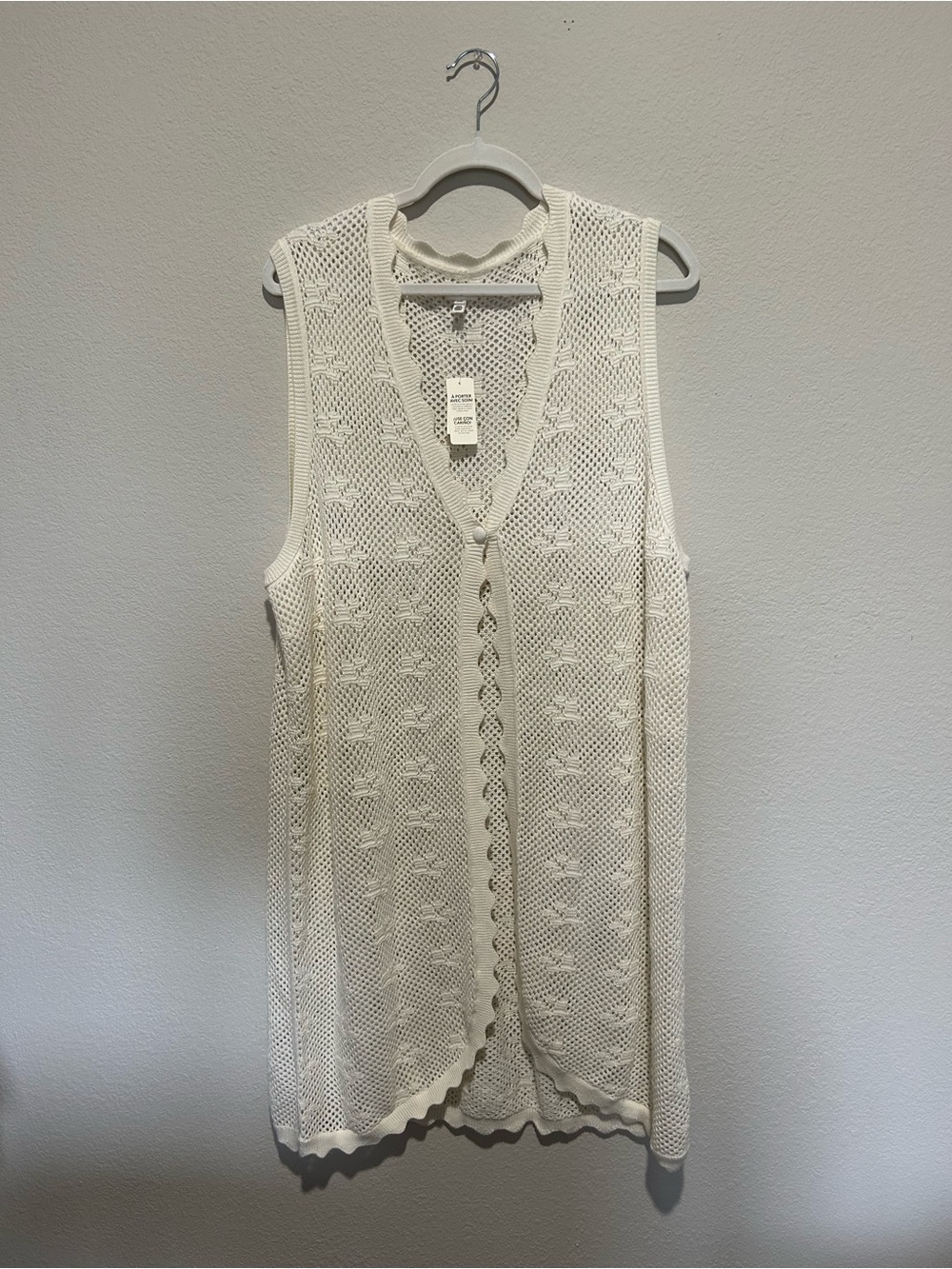 Aerie Sleeveless Open Knit Vest - Cream